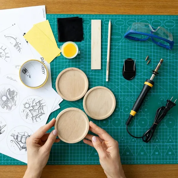 BeaverCraft lasinalunen DIY polttopiirustussarja sisältö