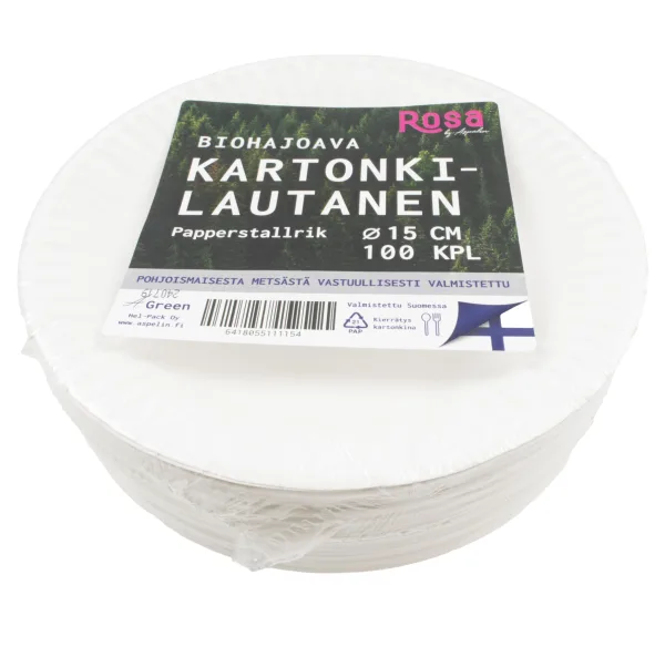 Rosa Kakkulautanen 15 cm myyntipakkaus