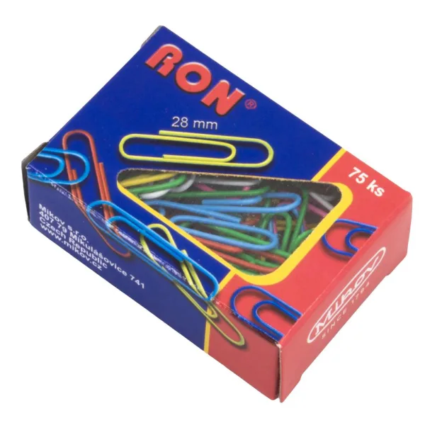 Ron Paperiliitin 28 mm 75 kpl värilajitelma muovipinnoitettu myyntipakkaus