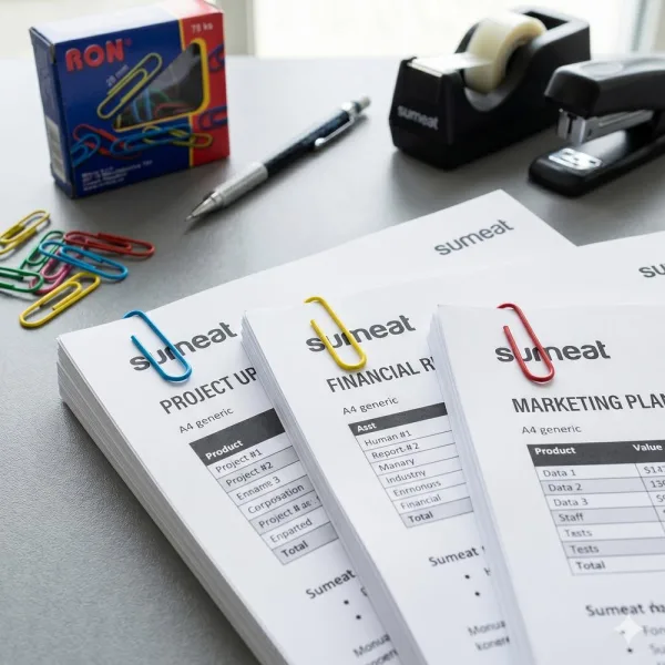 Ron Paperiliitin 28 mm 75 kpl värilajitelma muovipinnoitettu kuvituskuva