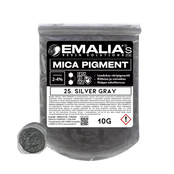 Emalia Mica väripigmentti 10g hopean harmaa