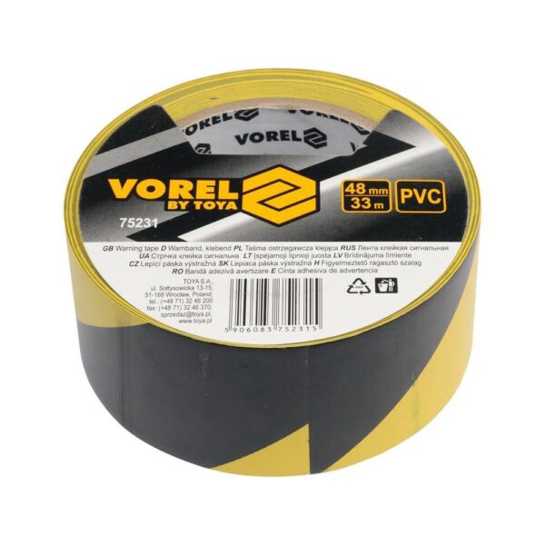 Vorel Varoitusteippi 48mm x 33m keltainen/musta Vorel Varoitusteippi 48mm x 33m keltainen/musta