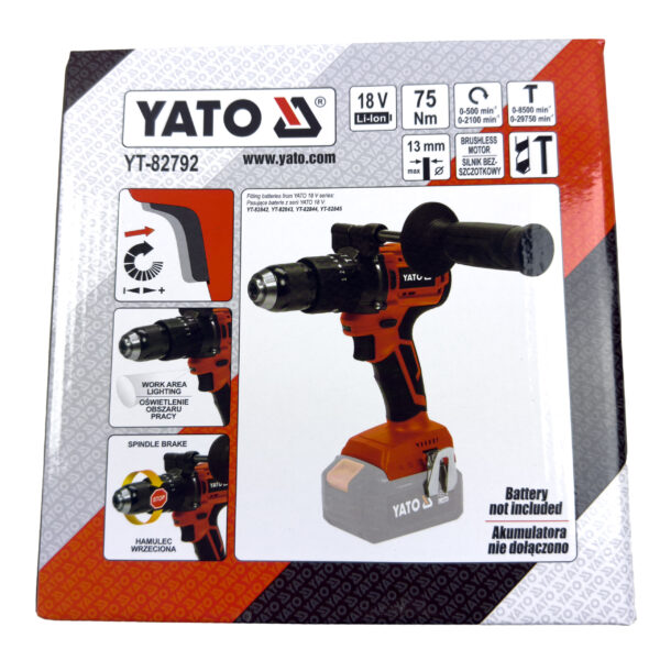 Yato Akkuiskuporakone 18V 75Nm Yato Akkuiskuporakone 18V 75Nm myyntipakkaus