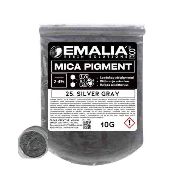 Emalia Mica väripigmentti 10g hopean harmaa
