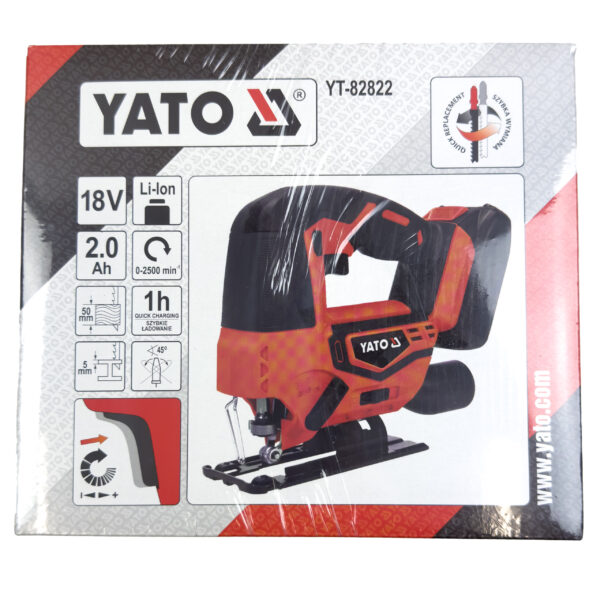 Yato Akkupistosaha 18V + 2 Ah akku ja laturi sarja Yato Akkupistosaha 18V + 2 Ah akku ja laturi sarja myyntipakkaus