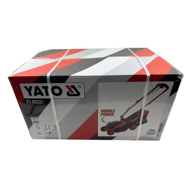 Yato Akkuruohonleikkuri 2 x 18V 34 cm runko Yato Akkuruohonleikkuri 2 x 18V 34 cm runko pakkauksessa