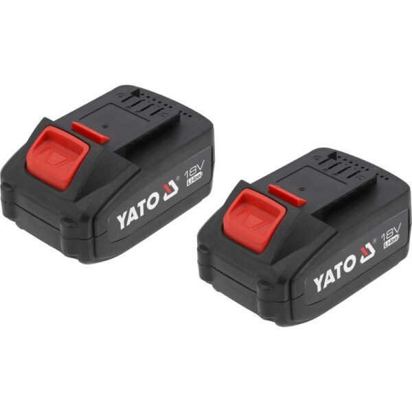 Yato Akkuporavasara SDS+ 18V BL 2.5J + 2x4Ah akku ja laturi Yato akkuporavasara 2,5 J 2x4 Ah – kaksi 18 V 4 Ah akkua