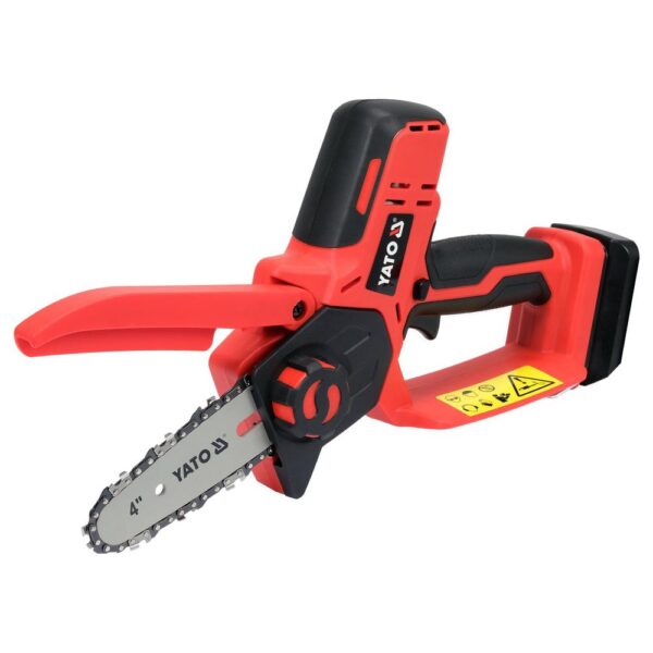 Yato Akkuoksasaha 4" 18V runko Yato akkuoksasaha 10 cm runko – yläsuojus avattuna