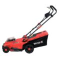 Yato akkuruohonleikkuri 37 cm sarja, sivukuva ruohonkeräimen kanssa